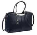 GlücksNugget Handtasche dunkelblaue Damentasche Daniele Donati, feste Form, 3 Hauptfächer