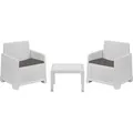 Dmora Gartenmöbel-Set Rosta Weiß, 2-Sitzer, 1 Tisch - Weiß