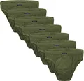 BRUBAKER 7er Pack Herren Slips 100% Baumwolle - Multipack Männer Unterhosen - Olive Gr. XL