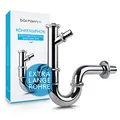 Bächlein Universal Siphon für Waschbecken und Waschtisch (Extra Lang 200mm + Geräteanschluss) - Geruchsverschluss inkl. Gummimanschette - Röhrensiphon aus Messing