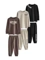 NEXT Jungen Schlafanzüge mit langem Bein, 3er-Pack Schwarz/Braun 134