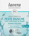 lavera Basis Sensitiv - Feste Dusche 2 in 1 für Haut & Haar - mit Bio Aloe Vera & pflanzlichem Keratin - reinigt ohne auszutrocknen - 3x ergiebiger als flüssiges Duschgel - 50g