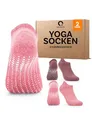 Occulto Damen & Herren Yoga Socken 2er Pack, 4er Pack (Modell: Mady) 2 Paare | Pink-Rot 35-38