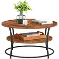 VASAGLE Couchtisch rund Spanplatte braun 80,0 x 80,0 x 45,0 cm, 1 St.