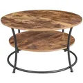 Boxxx Couchtisch, Braun, Schwarz, Holzwerkstoff, Vintage, rund, Rundrohr, 80x45x80 cm, einfacher Aufbau, Wohnzimmer, Wohnzimmertische, Couchtische