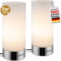 MONZANA® Nachttischlampe 2er Set Touch Dimmbar mit LED Leuchtmittel Glasschirm Tischlampe Tischleuchte Wohnzimmer Schlafzimmer Nachtlicht Leselampe