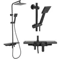 Rea Duschsäule SET BRAVO BLACK Messing Duschsystem für Badezimmer (Schwarz)