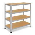 shelfplaza Home 115x120x40 cm Schwerlastregal in verzinkt mit 4 Böden und 175 kg Traglast pro Boden