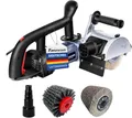 FANZWORK V2 1500 Watt Satiniermaschine zur Renovierung von Oberflächen aller Art, mit Staubsaugung-Anschluss, Drehzahlregelung, Kugelgriff, Stahldraht& Nylon & Schleifpapier Bürste
