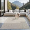 the carpet Santo Plus Outdoor Teppich – Wetterfest & Pflegeleicht, Balkon Teppich, Terrasse & Garten, Flachgewebe Indoor & Outdoor, Modern für Wohnzimmer & Schlafzimmer, Beige, 200 x 280 cm