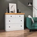 Kommode Sideboard Schubladen Weiß Holz Schrank Anrichte Wohnzimmer Homestyle4u