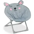 Relaxdays - Moonchair Kinder, Maus, Faltbar, Hxbxt: 47 X 50 X 48 Cm, Kinderstuhl Draußen & Drinnen, Kindersessel, Grau
