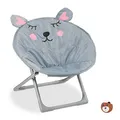 Relaxdays Moonchair Kinder, Maus, faltbar, HxBxT: 47 x 50 x 48 cm, Kinderstuhl draußen & drinnen, Kindersessel, grau
