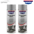 2x presto Thermo Lack Spray silber Spraydose hitzebeständig bis 800 Grad 400ml