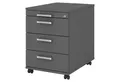 bümö Rollcontainer office Bürocontainer - 3 Materialschubladen, Dekor: Graphit mit Chromgriff (Metall)