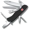 Victorinox Schweizer Taschenmesser Outrider, 14 Funktionen, Multitool mit Feststellklinge, Dosenöffner, Schraubendreher 3 mm, Korkenzieher, Schwarz