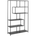 Regal Seaford, Schwarz, Metall, Holzwerkstoff, 6 Fächer, 114x185x35 cm, Typenauswahl, Beimöbel erhältlich, stehend, Wohnzimmer, Regale, Bücherregale