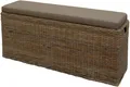 Breite Sitztruhe Sitzbank Natur Rattan gepolsterter Sitz Flur Truhe Grau Natur