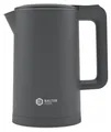 Balter Wasserkocher Edelstahl 1,7L, 2200W, BPA-frei, LED-Beleuchtung, Doppelwand, Teekessel mit Abschaltautomatik, Trockenlaufschutz, Grau