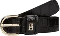 Tommy Hilfiger Damen Gürtel Essential Effortless 2,5 cm mit Kroko-Optik, Schwarz (Black), 90 cm