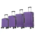 YONSLY Koffer Suitcase Set, Trolley Reisekoffer, Rollkoffer Handgepäck, Kofferset, Gepäckset mit 4 Rollen 360°, Hartschalenreisekoffer, Zahlenschloss, Weicher Gummigriff (4er Set, S,M,L&XL, Lila)