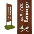 Relaxdays Edelrost Gartendeko, Grill & Chill, HB: 85 x 28 cm, Gartenstecker wetterfest, zum Stecken, Eisen, braun