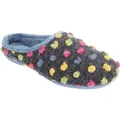 Sleepers Amy Damen Hausschuhe / Pantoffeln mit Punktemuster DF496 (39 EUR) (Blau/Bunt) - Blau - 39