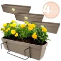4x Blumenkasten Balkongeländer Balkon Blumenkasten Balkonkasten mit Halterung Balkonkasten Geländerkästen Balkonkasten mit Wasserspeicher 60 cm