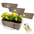 GarPet 4er Set Blumenkasten Balkongeländer Balkon Blumenkasten Balkonkasten mit Halterung Balkonkasten Geländerkästen mit Wasserspeicher 60 cm