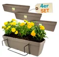 GarPet Balkonkasten 4er Set Blumenkasten Balkon Geländer Halterung Wasserspeicher 60 cm