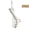 DOLLE Mittelholmtreppe "Dublin", buchenholz, 11 Stufen, bis 270cm Raumhöhe - grau