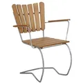 Gartenstuhl Classic mit Armlehne von Brafab, aus Teak und Metall, skandinavisch, natur, Outdoor