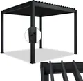 Juskys Lamellendach Tahiti 3x3 m - Stahl Pergola stabil & wetterfest - Anthrazit