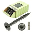 Tellerkopfschrauben schwarz 6,0 x 30 mm TORX, 100 Stück, Holzbauschrauben mit Tellerkopf, schwarze Konstruktionsschrauben inkl. Bit