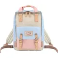 Himawari | 14''-Laptop-Rucksack, für Frauen, mit Taschen, Blau, Rosa, Creme, 28x38x15 cm - Blau/Rosa/Creme