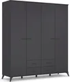 rauch Drehtürenschrank Lucena mit schräg ausgestellten Füßen im Monochrom-Stil