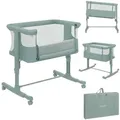 Lionelo Aurora 3in1 - Beistellbett, Babywiege, freistehendes Babybett - mit Matratze, mit Tragetasche, Stufenlose Höhenverstellung - Bis 9 kg - Grün - Grün