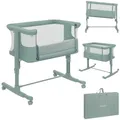 Lionelo Aurora 3 in 1 Babybett bis 9 kg, Beistellbett, Wiege, Höhenverstellug und Einstellung der Neigung der Matratze, 4 Räder mit Bremse Ergonomische Matratze Tasche