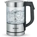 SEVERIN Digitaler Mini Glas-Wasserkocher WK 3458  aus Edelstahl, gebürstetschwarzsilber Wasserkocher Wasserkocher Edelstahl Wasserkocher Klein Was... - Silber