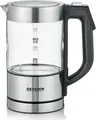 Severin Wasserkocher WK 3458 | Mini Glas 0,5 l | 1100 W | Temperaturwahl 40-100°C | Edelstahl | kabellos | schwarz