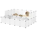 EUGAD Freigehege Kaninchen, Kleintiergehege Kunststoff, Modular Freigehege, Meerschweinchen Gehege, erweiterbar Gehege Kleintiere 181x145x72cm Laufstall Kaninchengehege für Hamster Hasen