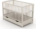 Baby-Delux Babybett Kinderbett Gitterbett Milo Taupe 60x120 Schutzgitter Schublade Kokos-Buchweizen Matratze