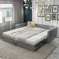 Odikalo Polsterbett Schlafsofa Ausziehbar Lattenrosten Multifunktion Samt Grau 90/180*200 - Grau