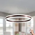 LAMPLAY Runde Moderne LED-Pendelleuchte, 1 Braun Ring-Kronleuchter, Dimmbar Mit Fernbedienung 3000K-6000K Deckenleuchte, Höhenverstellbar, Foyer, Wohnzimmer, Schlafzimmer, Esszimmer(Ø60cm)