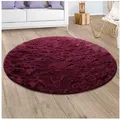 KADIMA DESIGN Teppich waschbar Unifarben Schlafzimmer Hochflor Teppich Shaggy, Rund, Höhe: 37 mm, Florhöhe: 33 mm, Polyester, Rund, 160D, Lila lila Rund | 160 cm x 160 cm x 37 mm