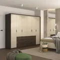 Masseno Drehtürenschrank MOLAVO 274/217/63 cm 6-türig Schlafzimmer Schrank Kleiderschrank Eiche Dunin
