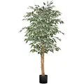 VEVOR Künstlicher Ficusbaum, 1524 mm, mit schwarzem Topf, Kunst-Ficuspflanze mit natürlichem Holzstamm & realistischen grünen Blättern, Seidenbaum für Innenbereich, für Zuhause, Büro, Wohnzimmer