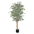 VEVOR Künstlicher Ficusbaum, 1524 mm, mit schwarzem Topf, Kunst-Ficuspflanze mit natürlichem Holzstamm & realistischen grünen Blättern, Seidenbaum für Innenbereich, für Zuhause, Büro, Wohnzimmer