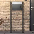 ECD Germany Standbriefkasten mit Zeitungsfach, Design Briefkasten mit Pfosten, Briefkastenständer Anthrazit 120cm Postkasten Anthrazit/Silber 37x10,5x36,5cm Edelstahl pulverbeschichtet/matt gebürstet