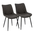 WOLTU Esszimmerstühle 2er Set, Küchenstühle, Wohnzimmerstühle, Polsterstühle mit Rückenlehne, für Esszimmer, Küche, Wohnzimmer, Büro, Sitzfläche aus Kunstleder, Metallbeine, Anthrazit BH210an-2